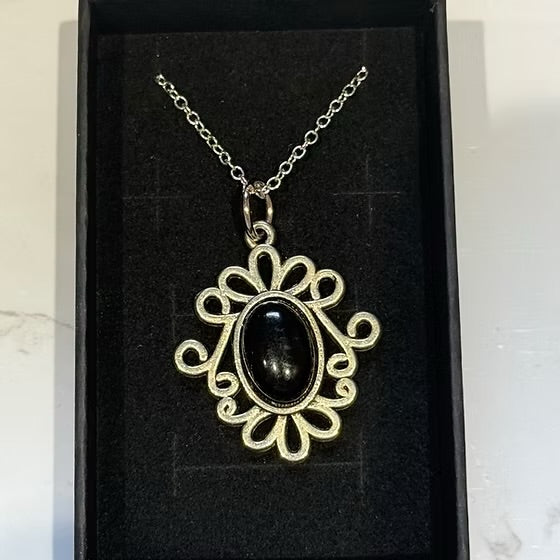 Midnight Filigree Victorian-Style Pendant