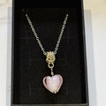 Pink Heart Glass Necklace