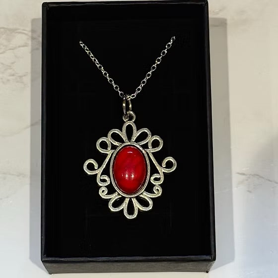 Crimson Rose Filigree Heritage Pendant
